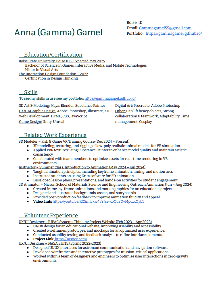 Resume of Gamma Gamel Image