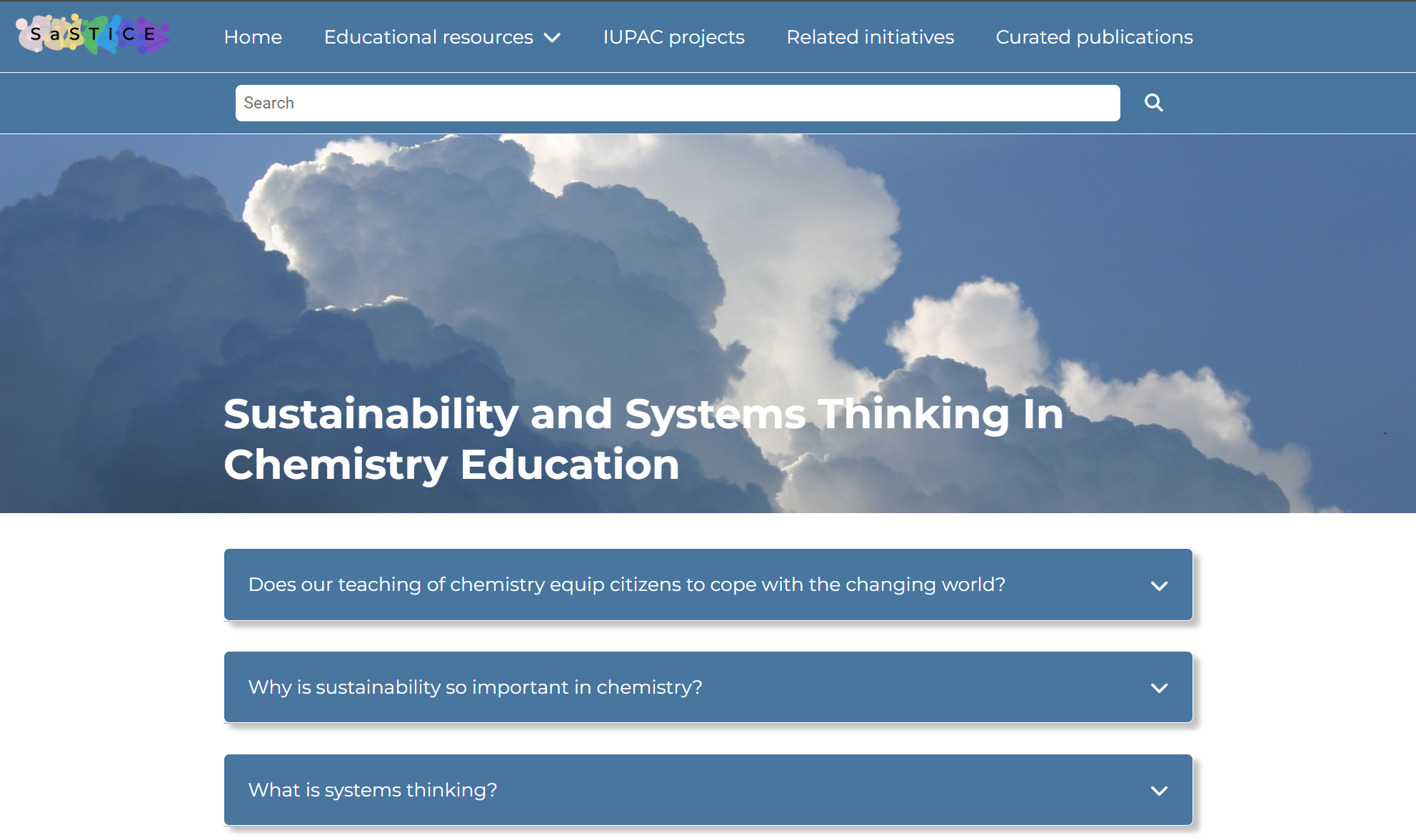 A Screenshot of the home page of the SaSTICE Website