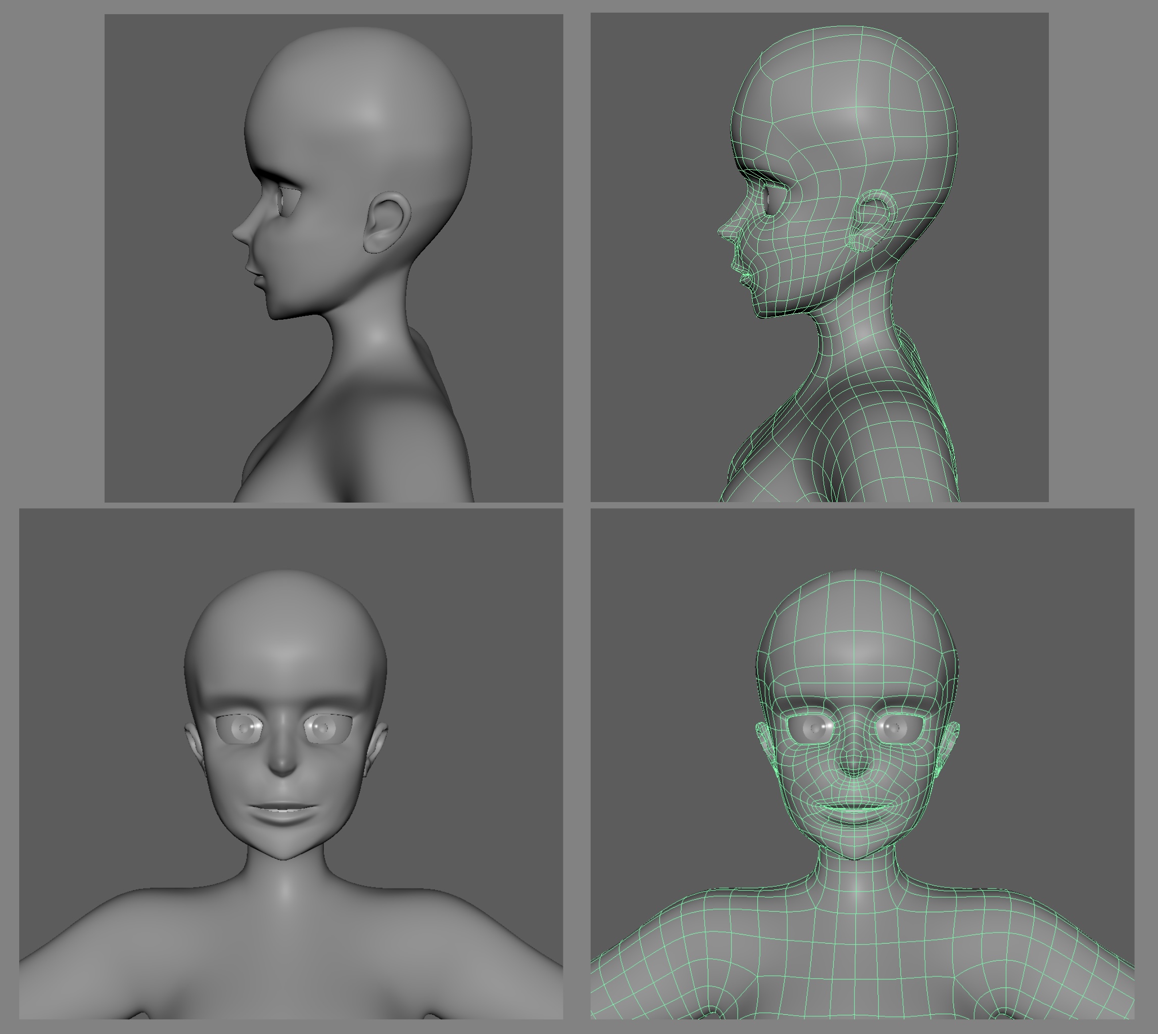 Front and side profile of model Uta, left with base material, right showing typology